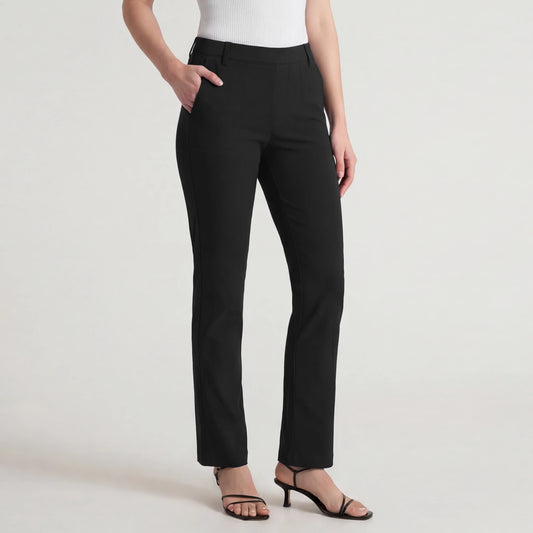 ESOFT Ponte Straight Leg 4-Pocket Work Pants, Heavyweight Pull On Wrinkle Free Dress Pants