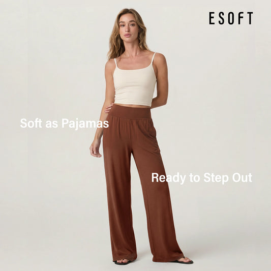 ESOFT Wide Leg Lounge After-Work Pants, Women High-Waisted Casual Yoga Pants with Pockets