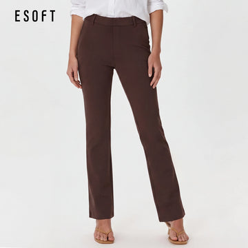 ESOFT Ponte Straight Leg Work Pants, Heavyweight Pull On Wrinkle Free Dress Pants